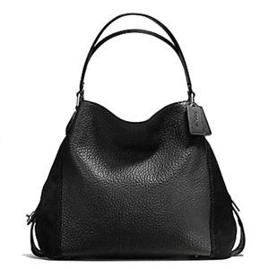 Coach - Edie 42 Large Shoulder Bag - Black Leather/Suede